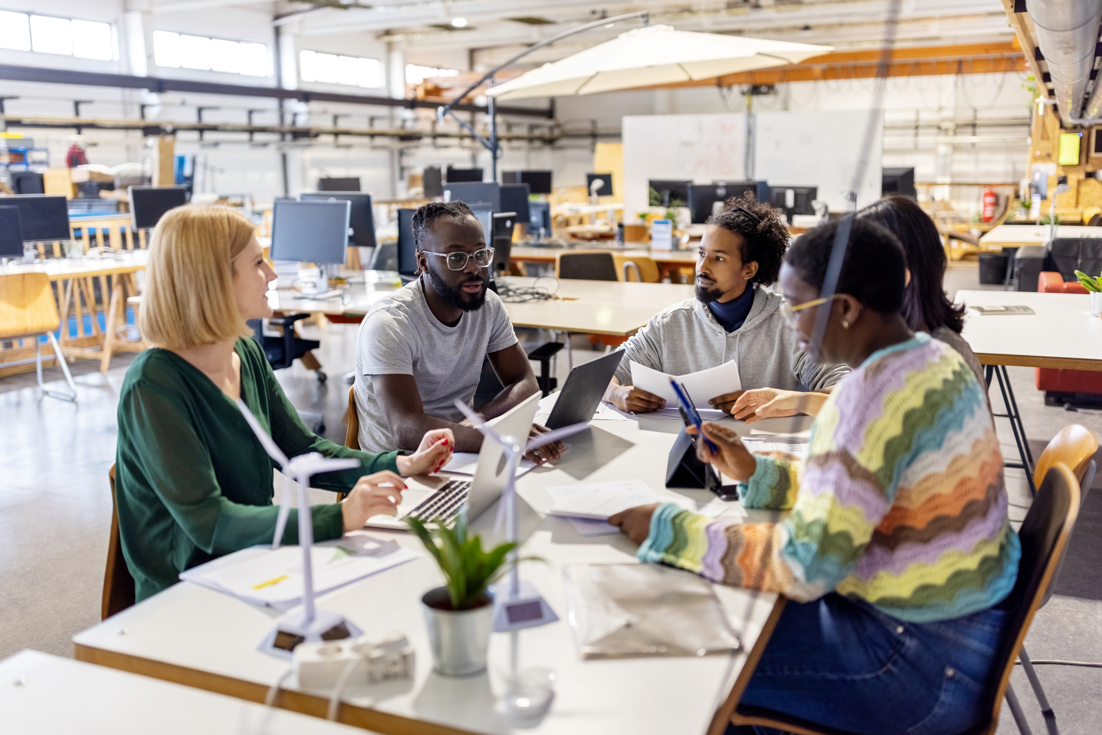 People meeting in a shared workspace